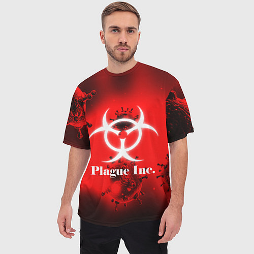 Мужская футболка оверсайз PLAGUE INC / 3D-принт – фото 3
