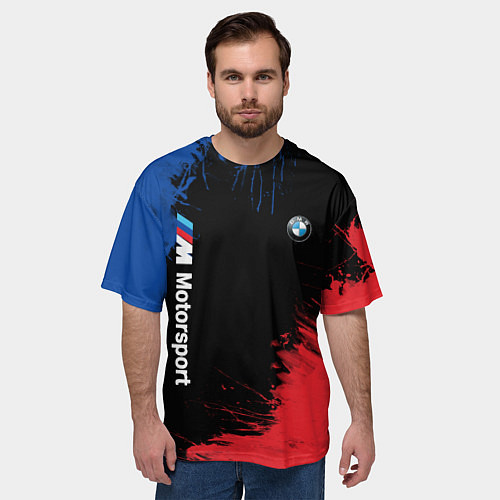 Мужская футболка оверсайз БМВ Мотоспорт / 3D-принт – фото 3