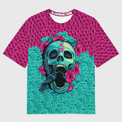 Мужская футболка оверсайз Неоновый череп