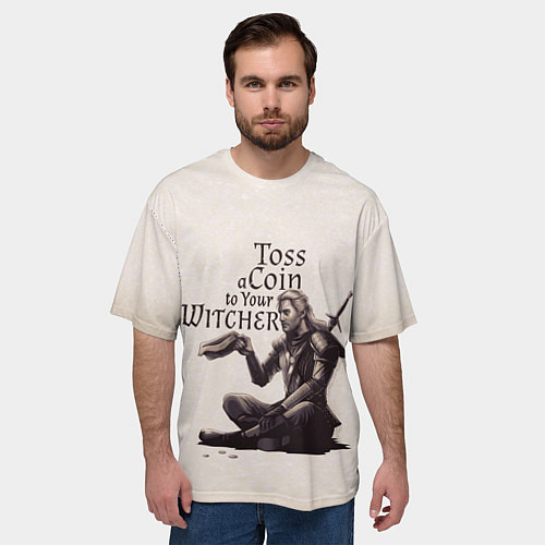 Мужская футболка оверсайз Toss a coin to your Witcher / 3D-принт – фото 3