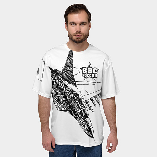 Мужская футболка оверсайз ВВС России / 3D-принт – фото 3
