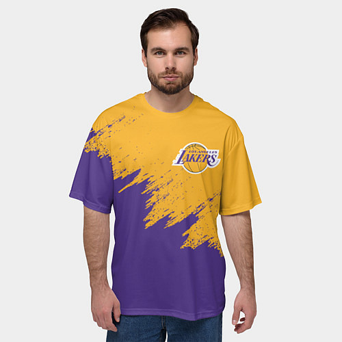 Мужская футболка оверсайз LA LAKERS / 3D-принт – фото 3