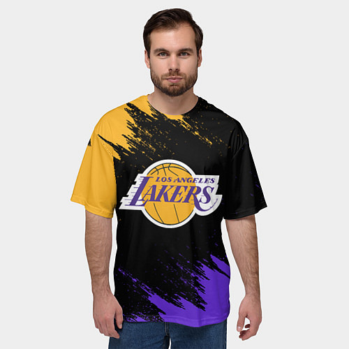 Мужская футболка оверсайз LA LAKERS / 3D-принт – фото 3