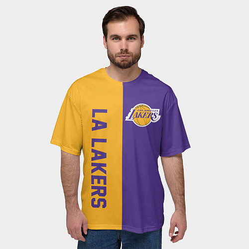 Мужская футболка оверсайз LA LAKERS / 3D-принт – фото 3