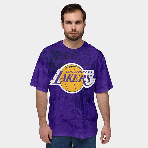 Мужская футболка оверсайз LA LAKERS / 3D-принт – фото 3