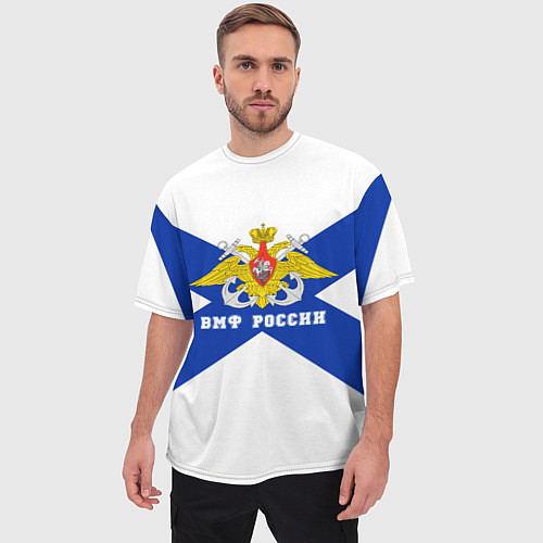 Мужская футболка оверсайз ВМФ России / 3D-принт – фото 3