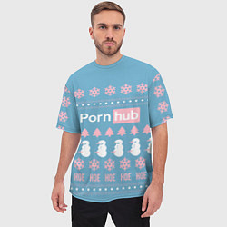 Футболка оверсайз мужская Pornhub - christmas sweater, цвет: 3D-принт — фото 2