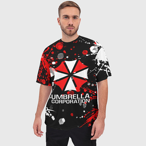 Мужская футболка оверсайз UMBRELLA CORPORATION / 3D-принт – фото 3