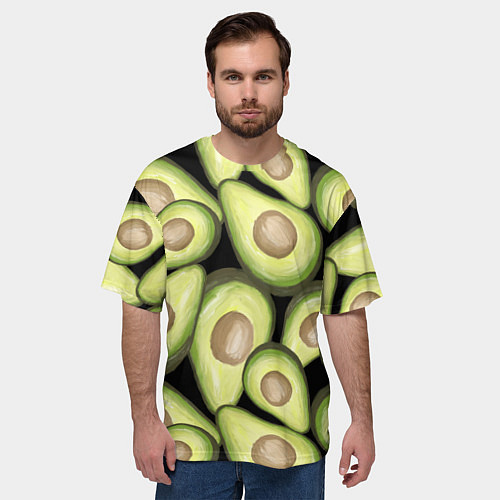 Мужская футболка оверсайз Avocado background / 3D-принт – фото 3