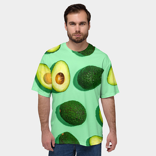 Мужская футболка оверсайз АВАКАДО / 3D-принт – фото 3