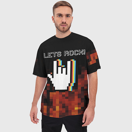 Мужская футболка оверсайз Let's Rock / 3D-принт – фото 3