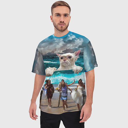 Мужская футболка оверсайз Морской Кошак / 3D-принт – фото 3