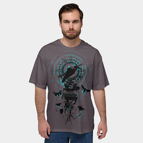 Мужская футболка оверсайз Черный ворон / 3D-принт – фото 3