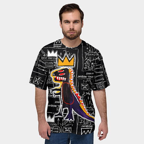 Мужская футболка оверсайз Динозавр в короне от Баския / 3D-принт – фото 3