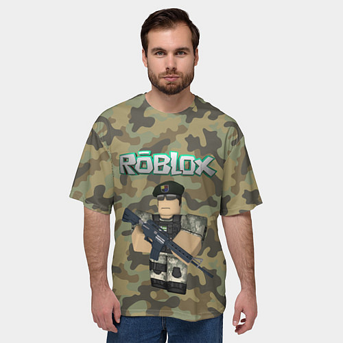 Мужская футболка оверсайз Roblox 23 February Camouflage / 3D-принт – фото 3