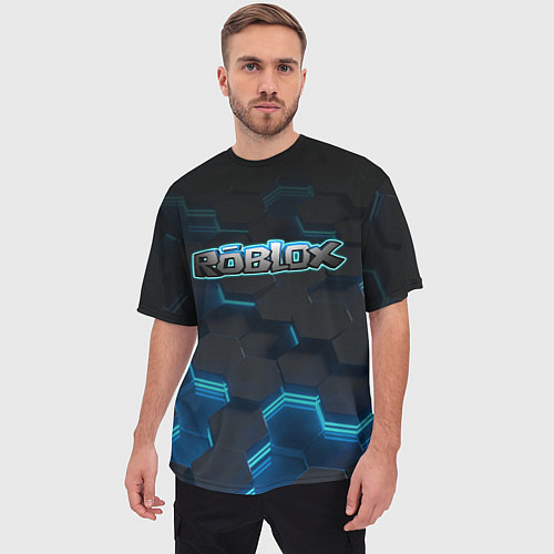 Мужская футболка оверсайз Roblox Neon Hex / 3D-принт – фото 3