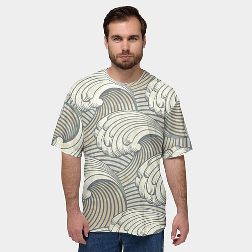 Мужская футболка оверсайз Арт волны / 3D-принт – фото 3