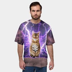 Футболка оверсайз мужская Котушка Теслы, цвет: 3D-принт — фото 2