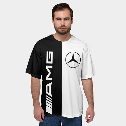 Мужская футболка оверсайз MERCEDES AMG / 3D-принт – фото 3