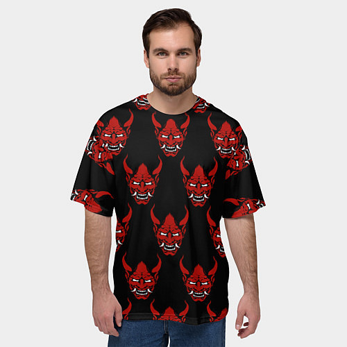 Мужская футболка оверсайз Маски Они / 3D-принт – фото 3