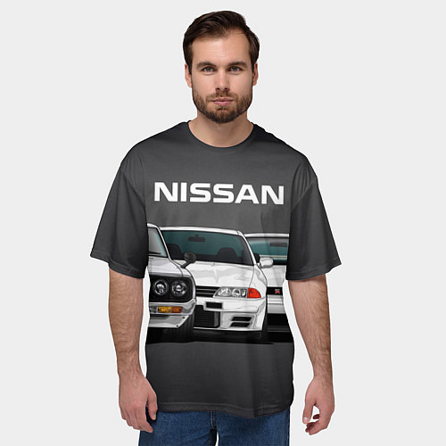 Мужская футболка оверсайз NISSAN / 3D-принт – фото 3