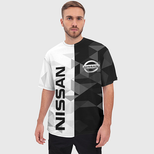 Мужская футболка оверсайз NISSAN / 3D-принт – фото 3