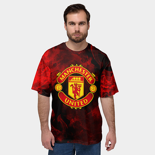 Мужская футболка оверсайз МАНЧЕСТЕР ЮНАЙТЕД / 3D-принт – фото 3
