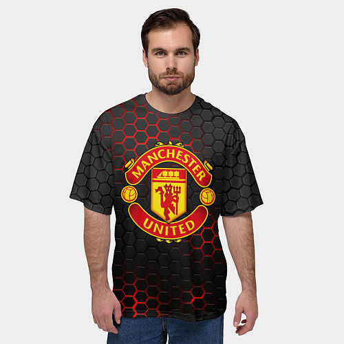Мужская футболка оверсайз МАНЧЕСТЕР ЮНАЙТЕД / 3D-принт – фото 3
