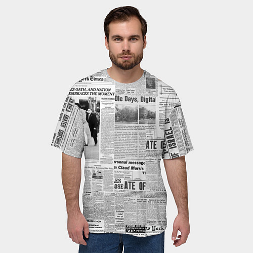 Мужская футболка оверсайз Газета Newspaper / 3D-принт – фото 3
