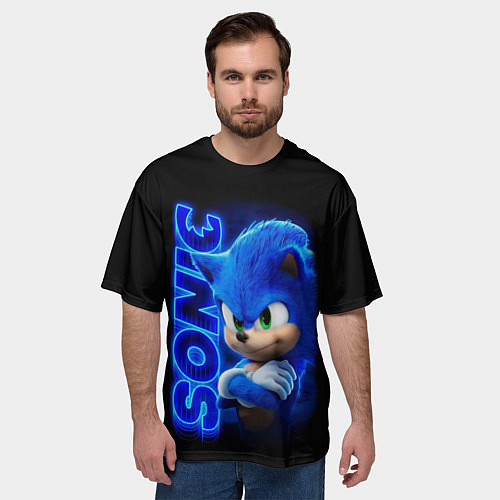Мужская футболка оверсайз SONIC / 3D-принт – фото 3