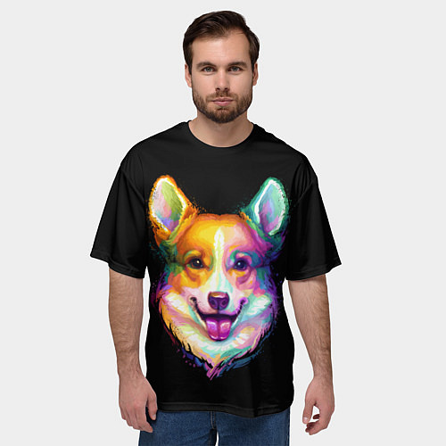 Мужская футболка оверсайз Корги / 3D-принт – фото 3
