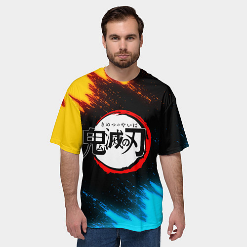 Мужская футболка оверсайз KIMETSU NO YAIBA / 3D-принт – фото 3
