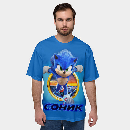 Мужская футболка оверсайз SONIC / 3D-принт – фото 3
