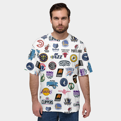 Мужская футболка оверсайз NBA Pattern / 3D-принт – фото 3