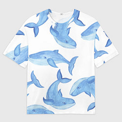 Мужская футболка оверсайз Косяк китов