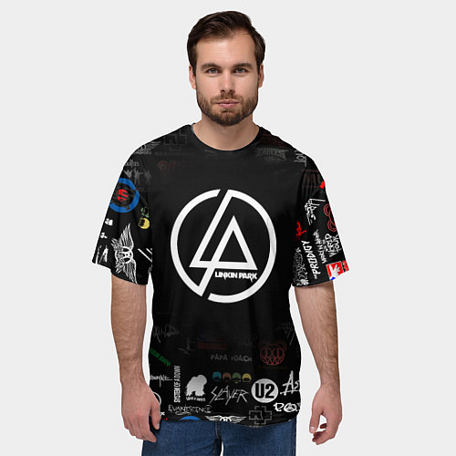 Мужская футболка оверсайз LINKIN PARK / 3D-принт – фото 3