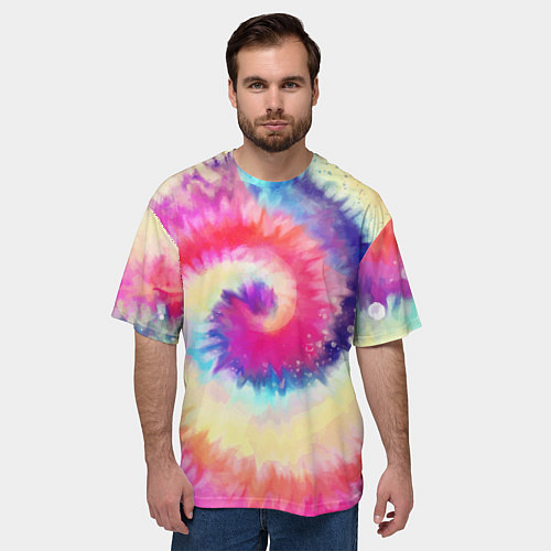 Мужская футболка оверсайз Tie Dye vortex / 3D-принт – фото 3
