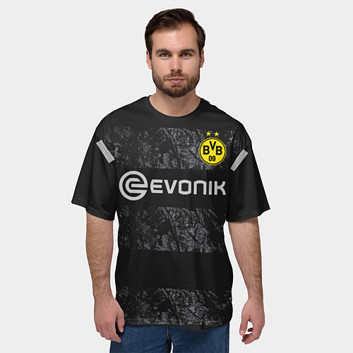 Мужская футболка оверсайз Borussia away 19-20 / 3D-принт – фото 3