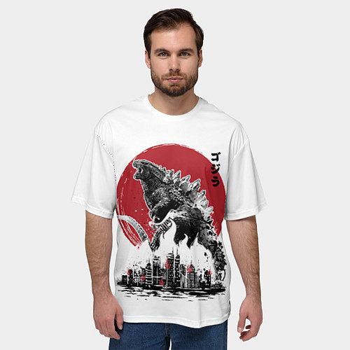 Мужская футболка оверсайз GODZILLA / 3D-принт – фото 3