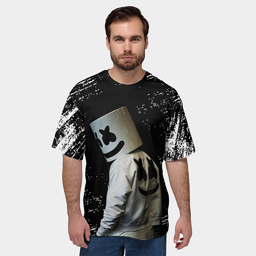 Мужская футболка оверсайз Marshmello / 3D-принт – фото 3