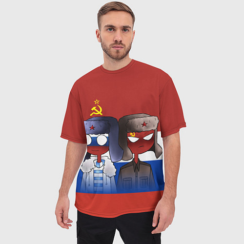 Мужская футболка оверсайз СССР - Россия / 3D-принт – фото 3