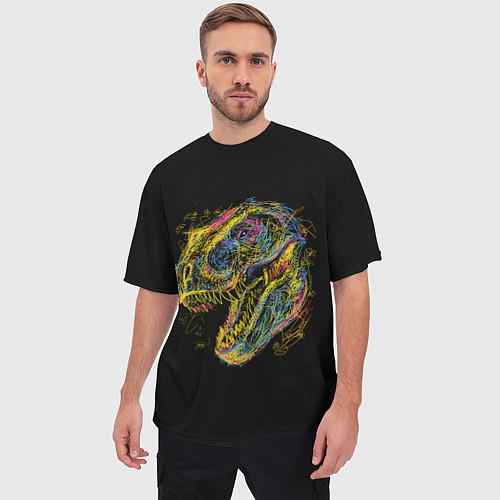 Мужская футболка оверсайз Тираннозавр Рекс / 3D-принт – фото 3