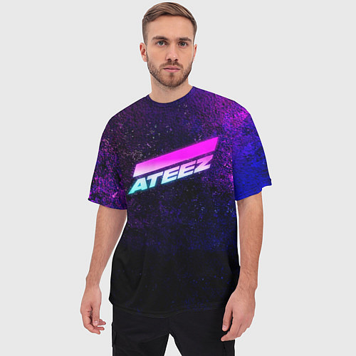 Мужская футболка оверсайз ATEEZ neon / 3D-принт – фото 3