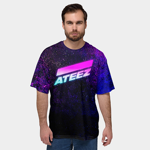 Мужская футболка оверсайз ATEEZ neon / 3D-принт – фото 3