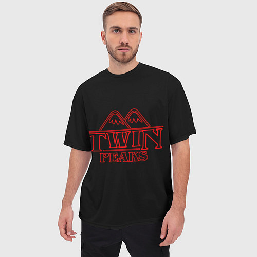 Мужская футболка оверсайз Twin Peaks / 3D-принт – фото 3