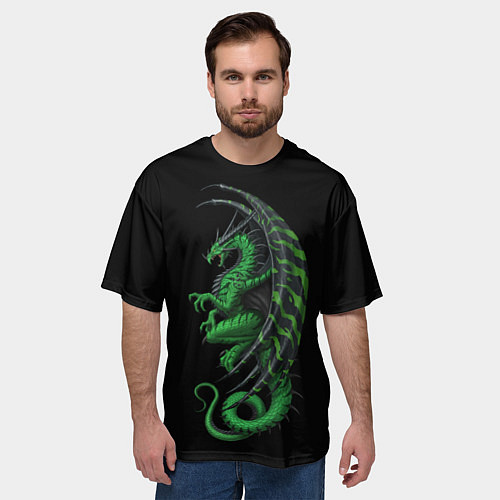 Мужская футболка оверсайз Green Dragon / 3D-принт – фото 3
