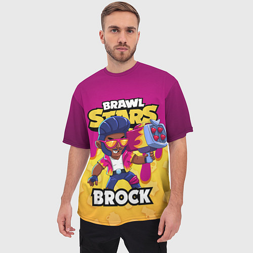 Мужская футболка оверсайз BRAWL STARS BROCK / 3D-принт – фото 3