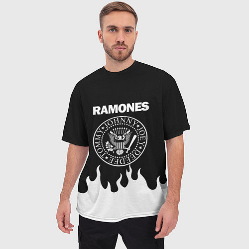 Мужская футболка оверсайз RAMONES / 3D-принт – фото 3