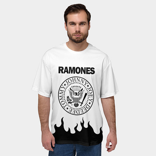 Мужская футболка оверсайз RAMONES / 3D-принт – фото 3
