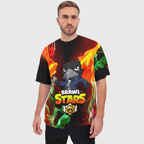 Мужская футболка оверсайз BRAWL STARS CROW / 3D-принт – фото 3